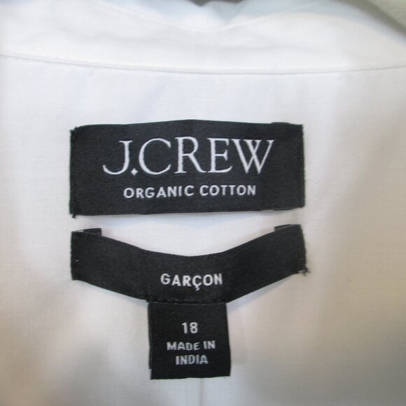 NWT J. Crew Garcon Shirt Womens 18 White Organic Cotton Button Up Long Sleeves - Picture 9 of 13